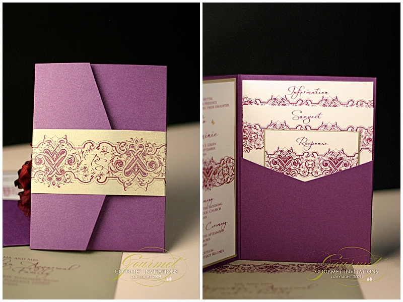 purple and gold fusion invitations
