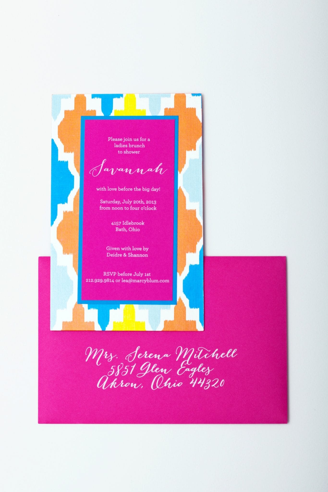 patterned wedding shower invitations