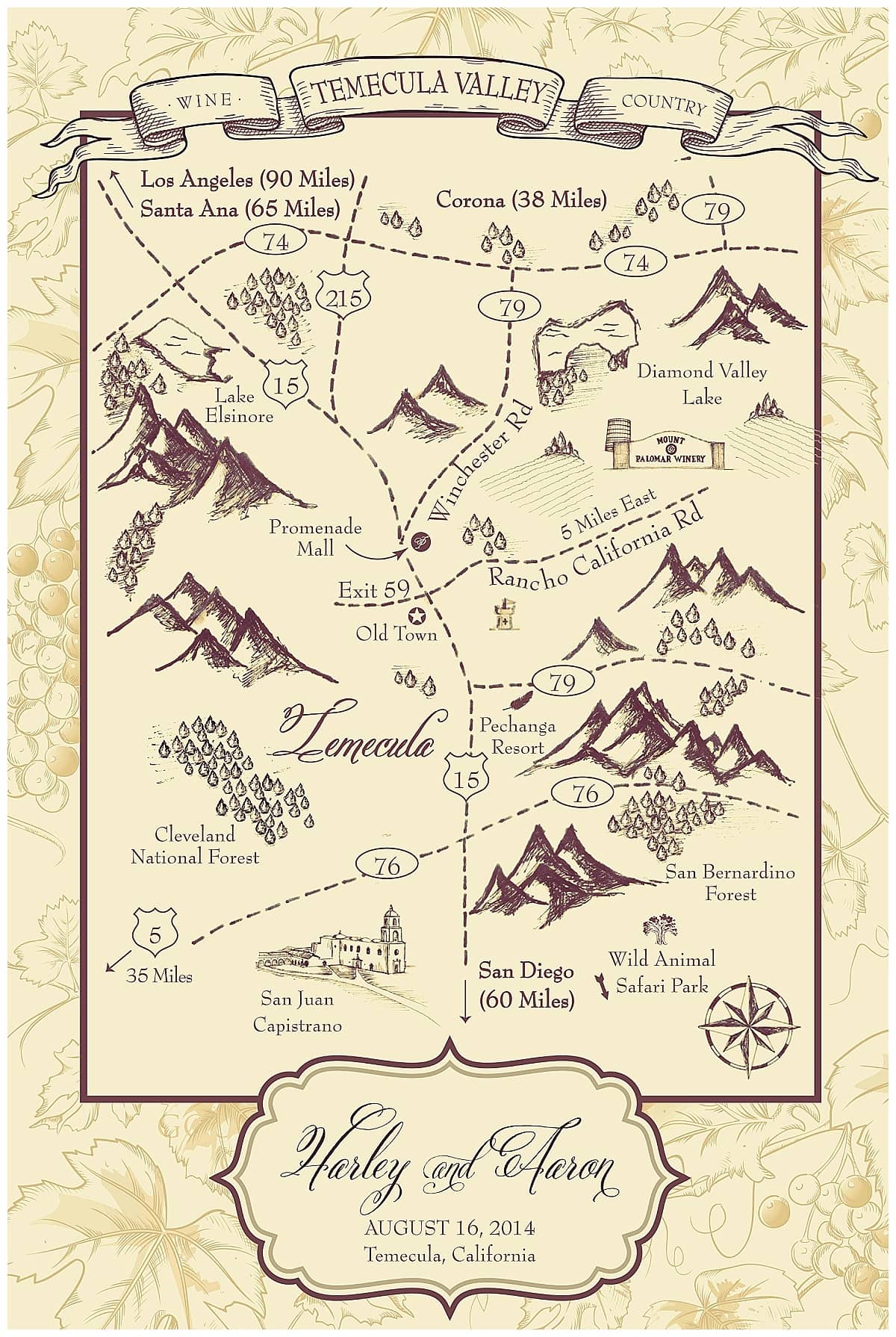 hand drawn temecula valley map
