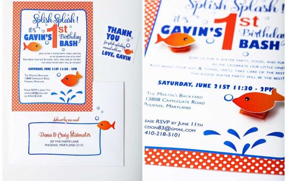 First Birthday Pool Party Invitations