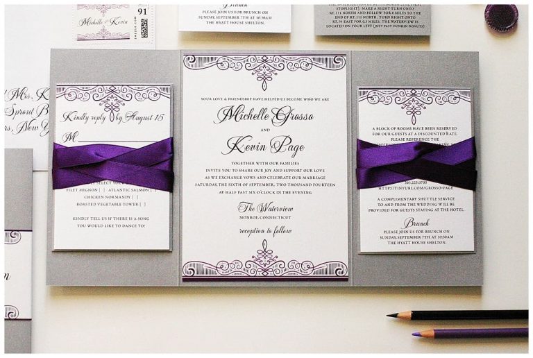 Purple and Silver Wedding Invitations - Gourmet Invitations