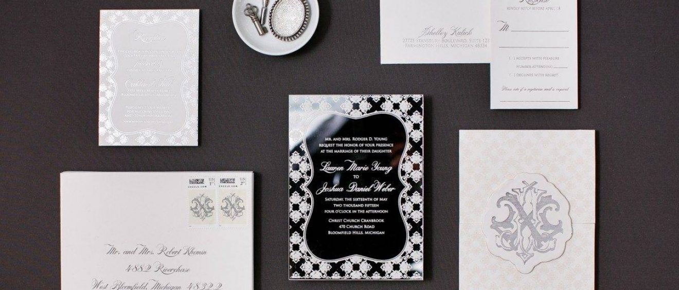 mirror wedding invitations, mirror invitations ideas
