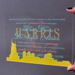 acrylic invitation, acrylic wedding invitation, nashville invitation, nashville skyline