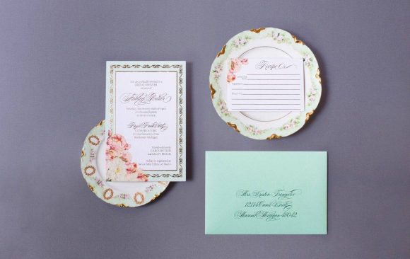 Mint and Gold Invitation