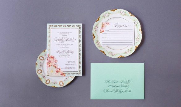 Mint and Gold Invitation