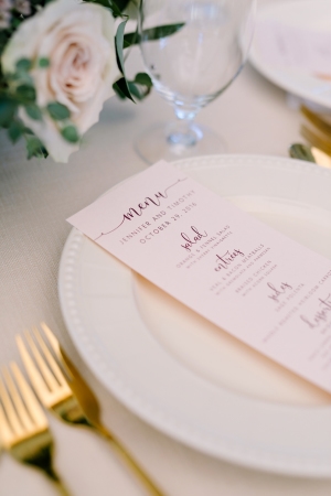 handwritten wedding menu